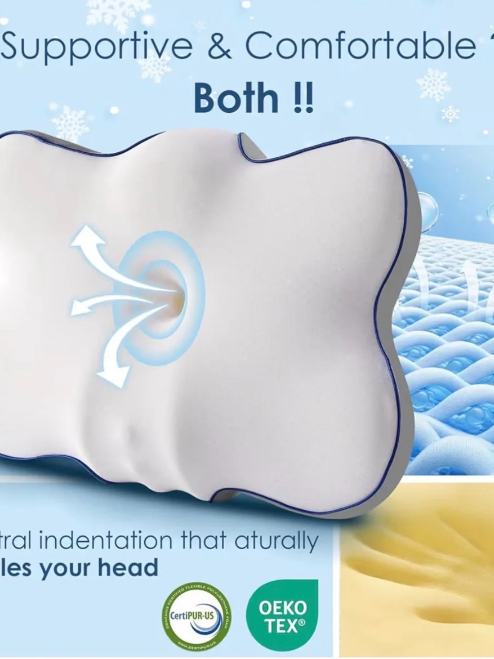 Cooling Contour Memory Foam Pillow - White